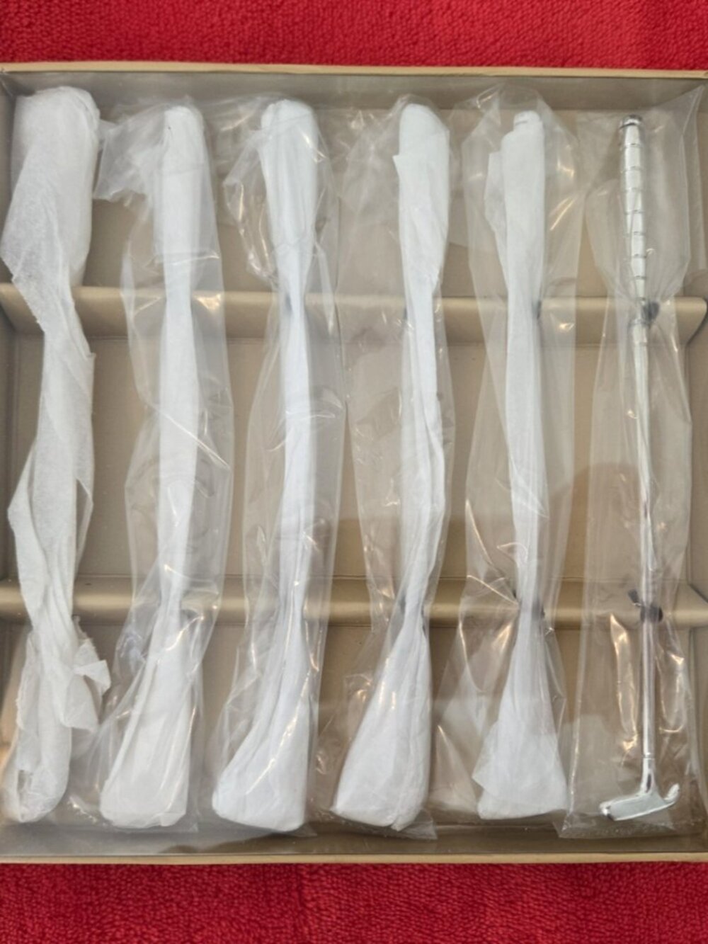 Tommy Bahama Island Escape Set of 6 Silver-Tone Swizzle Sticks Golf Clubs Drink